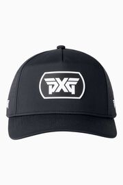 Men's Dog Tag 5-Panel Snapback Cap - Black/White Logo - One Size Black & White